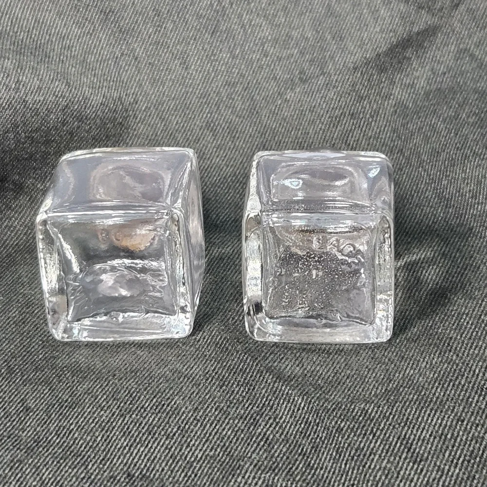 Mini Glass Salt and Pepper‎ Shakers Square Setting 1.5in 12 individual or 6 sets